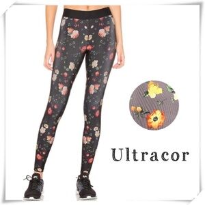 ULTRACOR Ultra High Botanica Floral Full Leggings Tights in Brown Size S